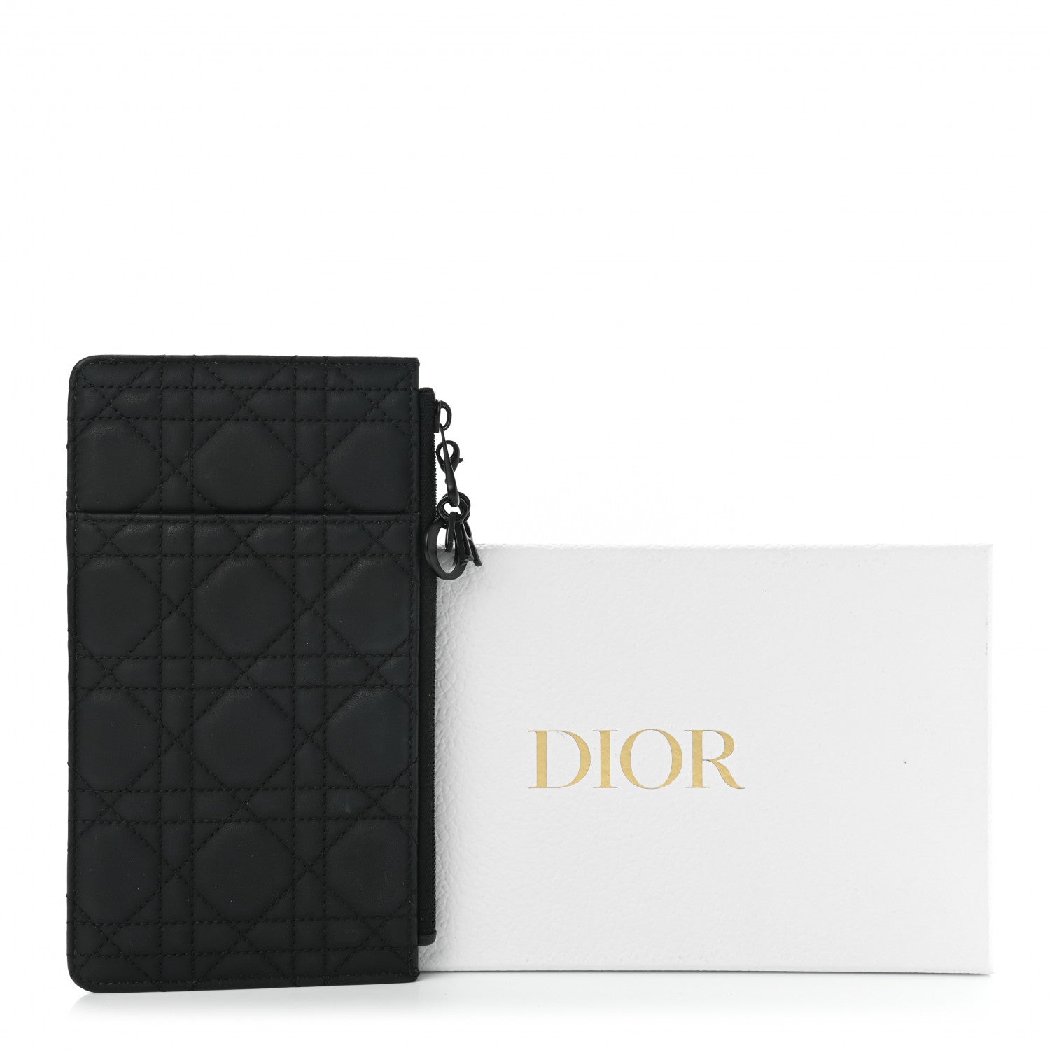 Christian Dior Ultra Matte Calfskin Cannage Large Lady Dior Zip Wallet Black 10 of 10