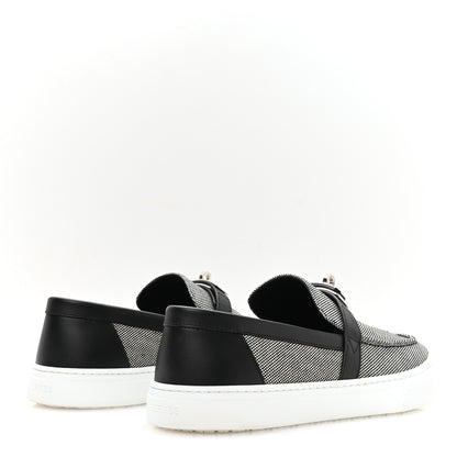Hermes Toile De Coton Calfskin Game Slip On Sneakers 42.5 Prunoir Black 5 of 9