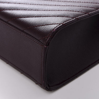 Saint Laurent Grain De Poudre Matelasse Chevron Large Monogram Satchel Rouge Legion 13 of 13