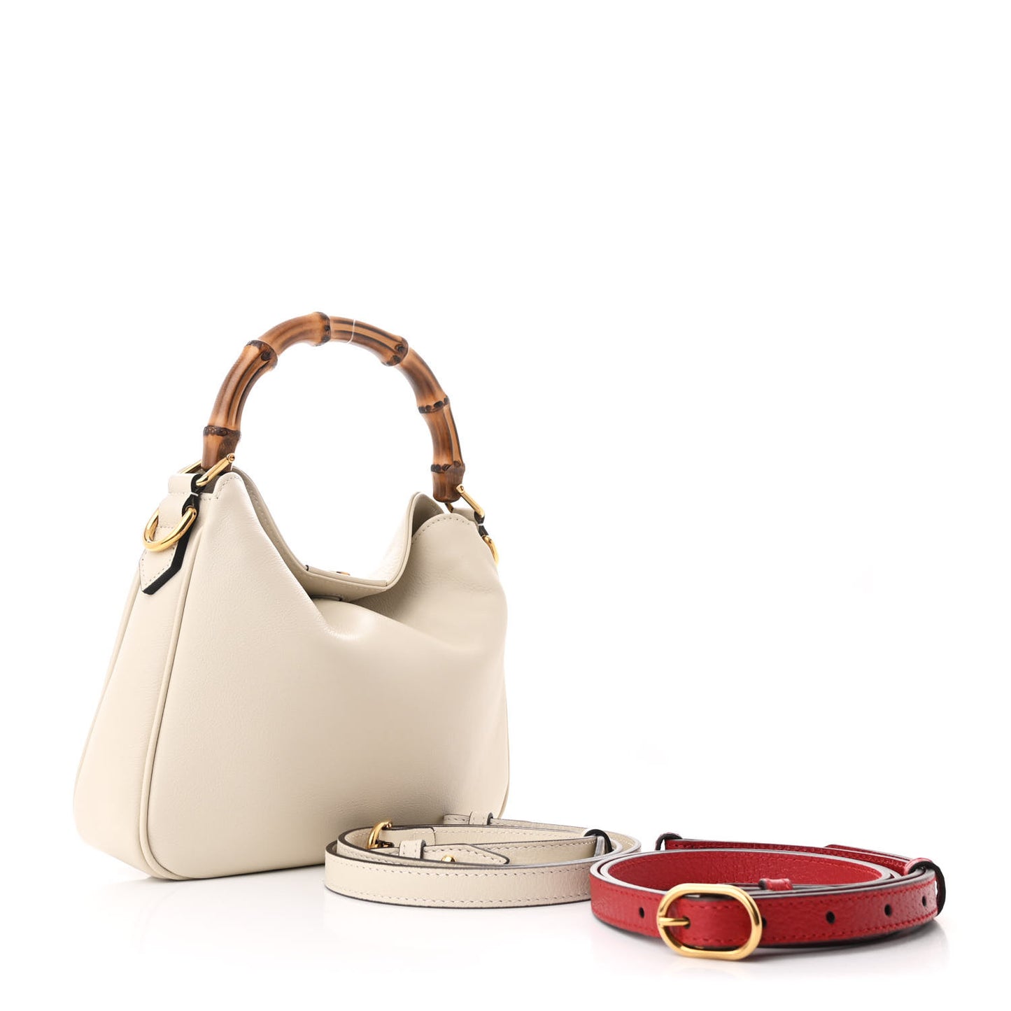 Softy Wonka Textured Dollar Calfskin Small Diana Shoulder Bag Mystic White Hibiscus Red
