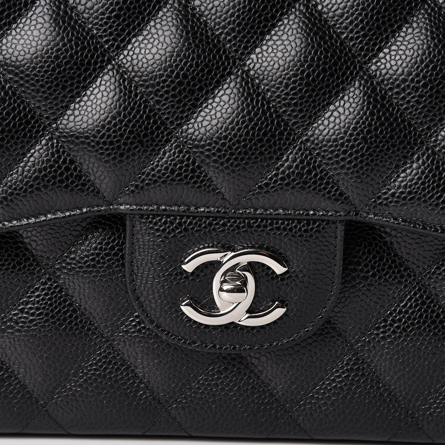 Caviar Quilted Jumbo Double Flap Black