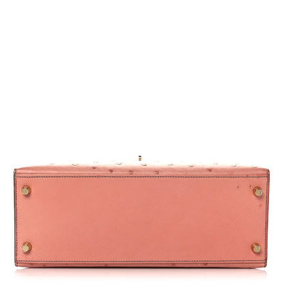 Hermes Ostrich Horseshoe Kelly Sellier 28 Terre Cuite Gris Agate 6 of 39