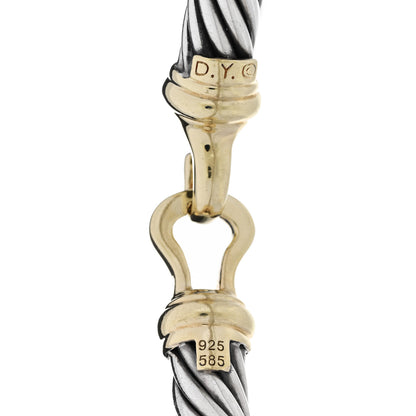 David Yurman Sterling Silver 14K Yellow Gold 7mm Cable Classic Buckle Bracelet 3 of 3