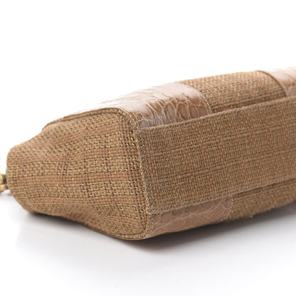 Prada Straw Crocodile Woven Semitracolla Frame Bag Tabacco Naturale 7 of 8