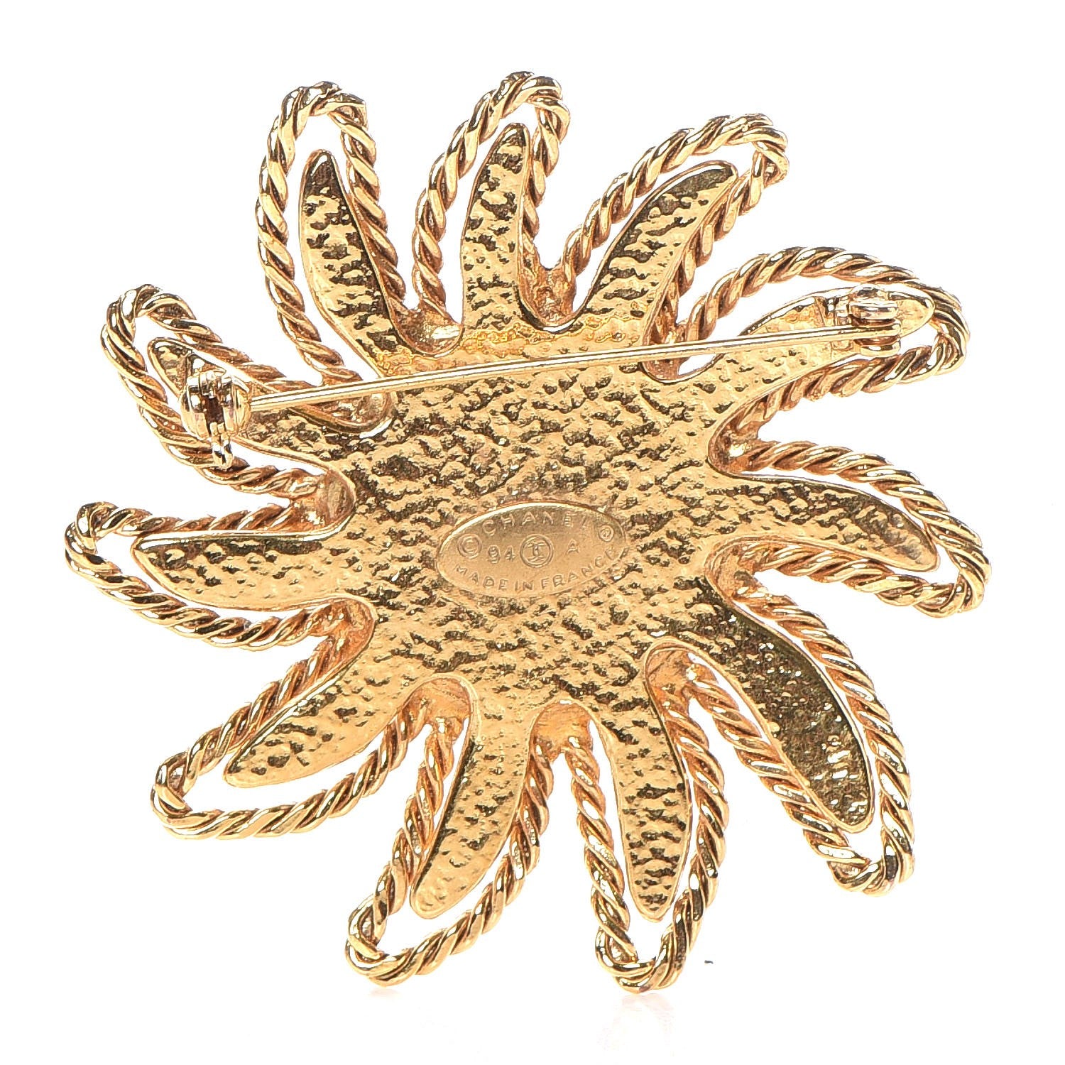 Chanel CC Sunburst Brooch Gold 3 of 5