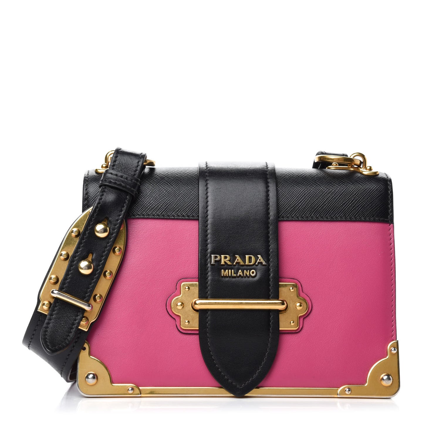 City Calf Saffiano Cahier Bag Fuxia Black