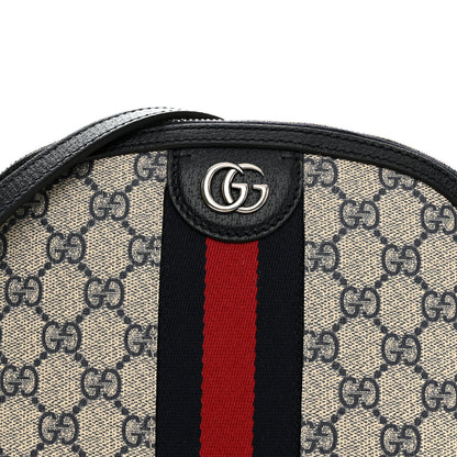 Gucci GG Supreme Monogram Textured Dollar Calfskin Web Small Ophidia Dome Shoulder Bag Beige Blue 9 of 12