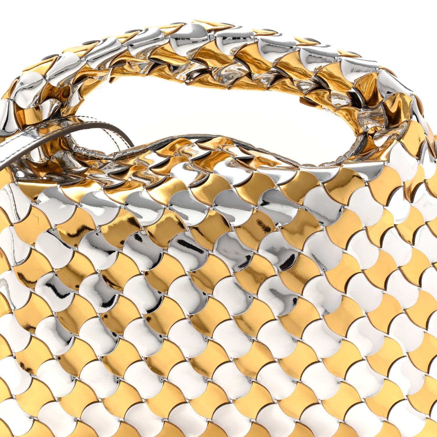 Bottega Veneta Metallic Lambskin Intrecciato Mini Hop Silver Gold 7 of 9