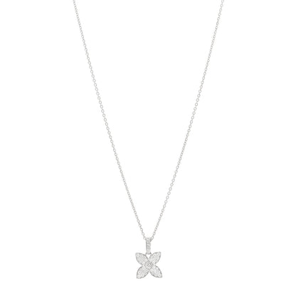 Louis Vuitton 18K White Gold Diamond Flower Pendant Necklace 1 of 5
