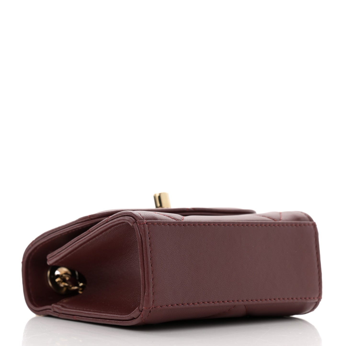 Lambskin Quilted Mini Trendy CC Clutch With Chain Burgundy