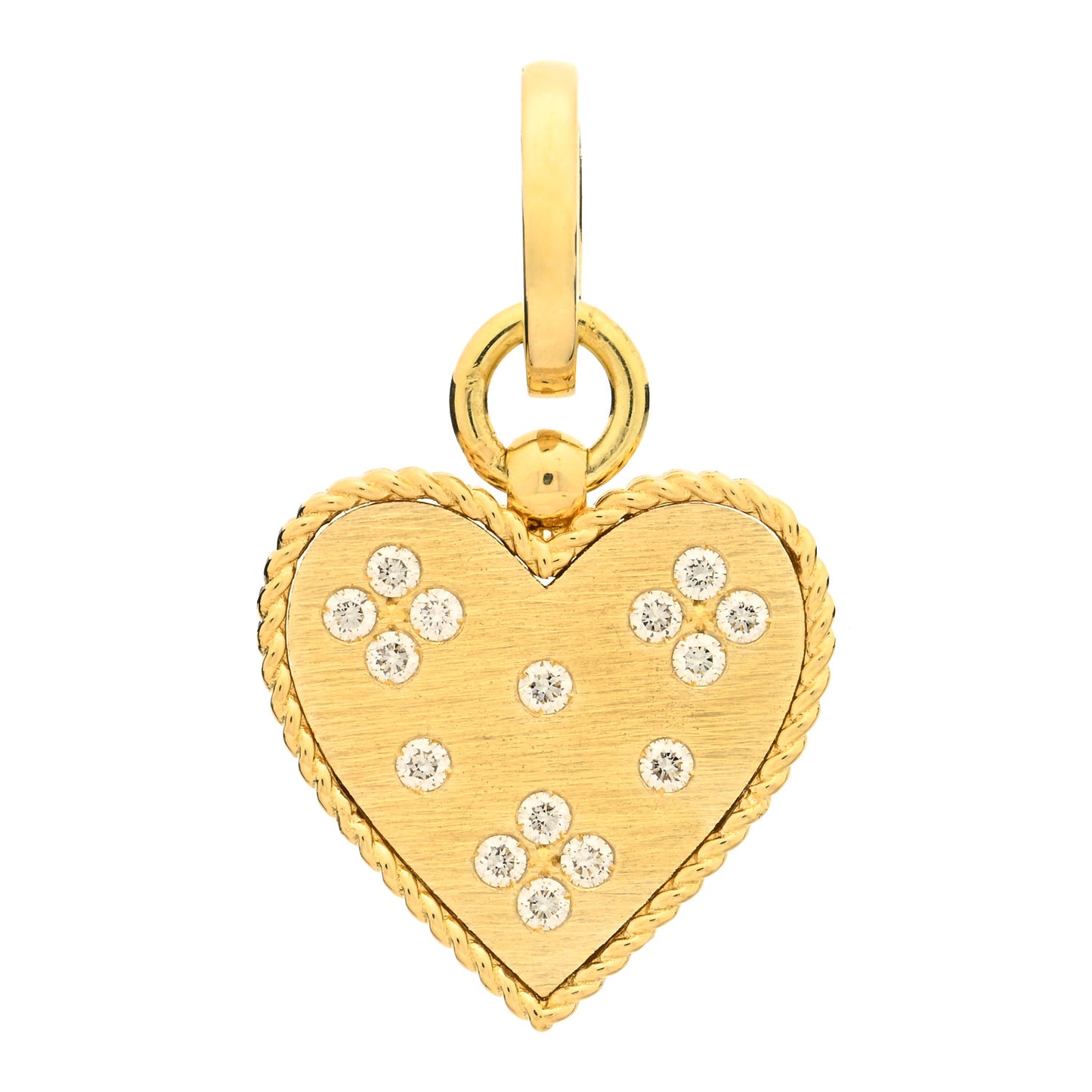 18K Yellow Gold Diamond Venetian Princess Heart Pendant