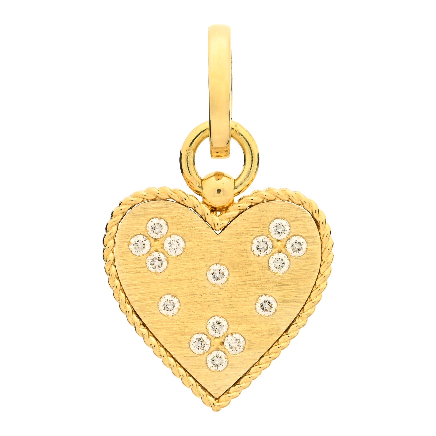 Roberto Coin 18K Yellow Gold Diamond Venetian Princess Heart Pendant 1 of 3