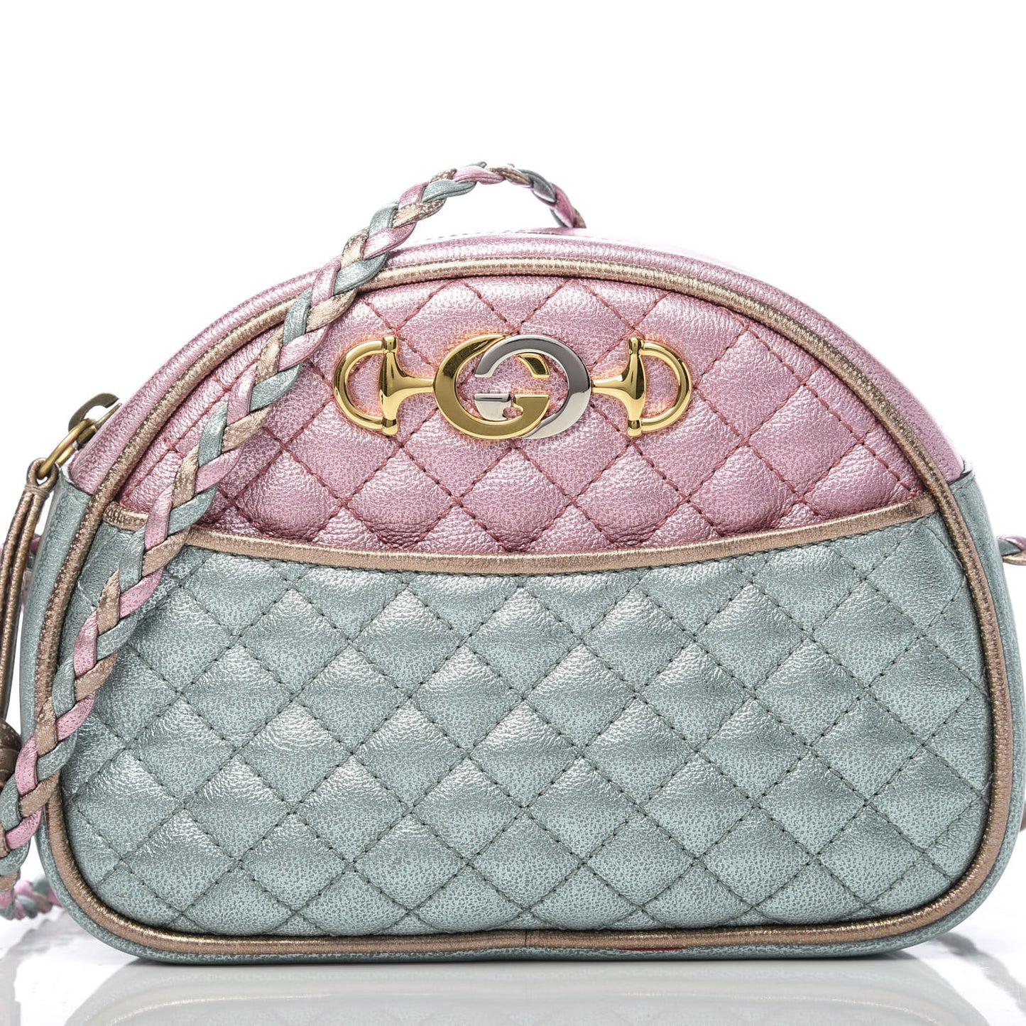 Laminated Nappa Trapuntata Mini Zumi Dome Shoulder Bag Rosa Lago Rame
