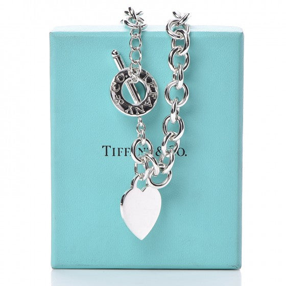 Sterling Silver Heart Tag Toggle Necklace