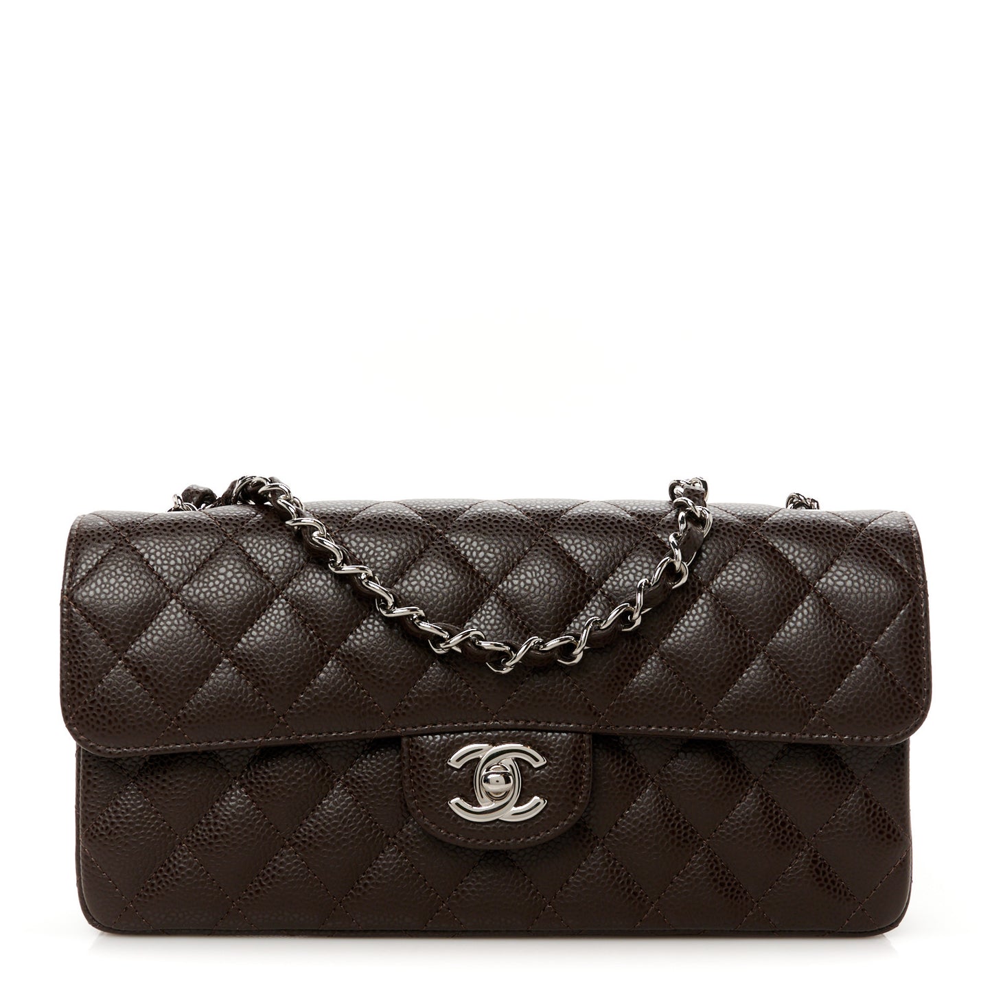 Caviar Quilted East West Flap Dark Brown