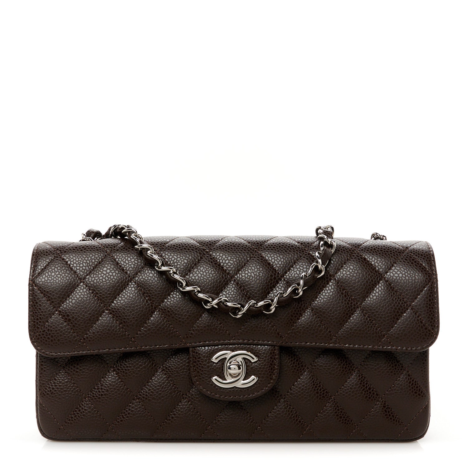 Chanel Caviar Quilted East West Flap Dark Brown 1 of 21