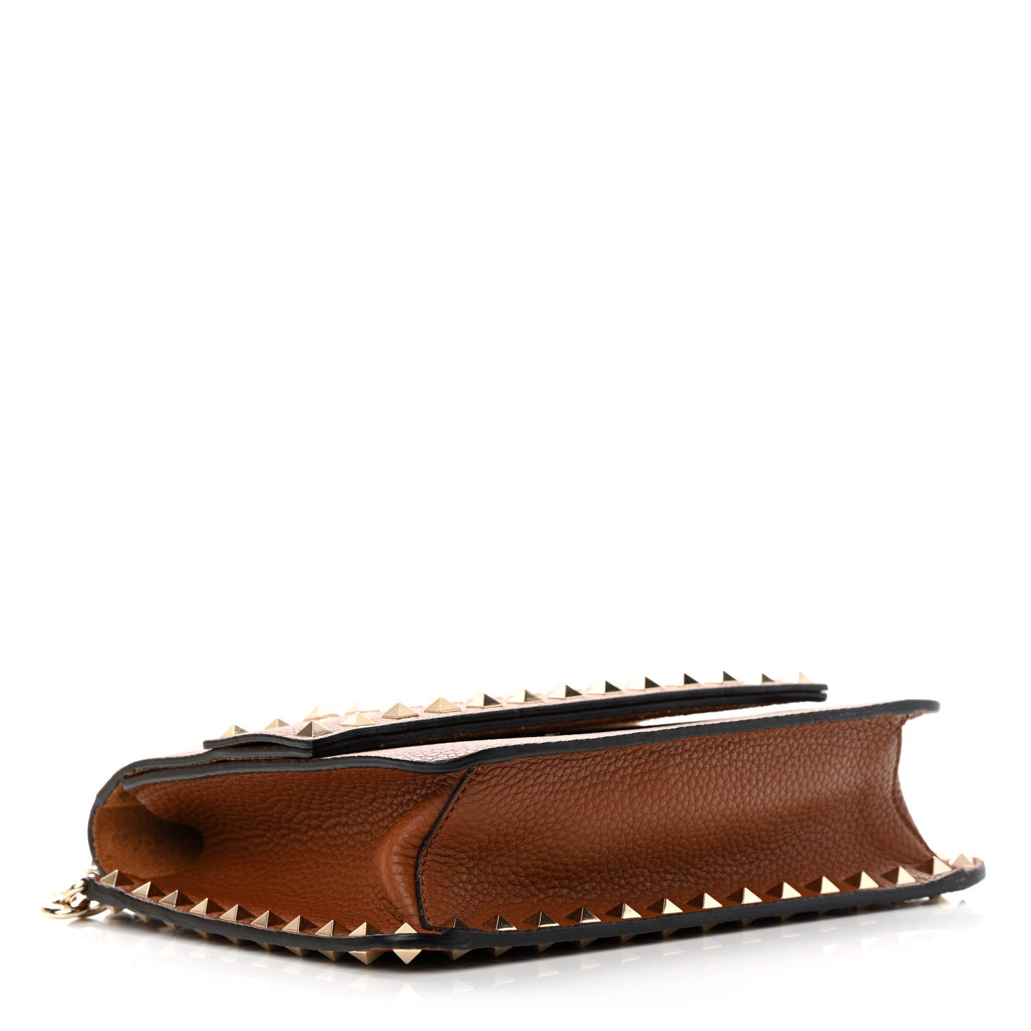 Valentino Garavani Pebbled Calfskin Rockstud Side Slip Crossbody Tan 4 of 9