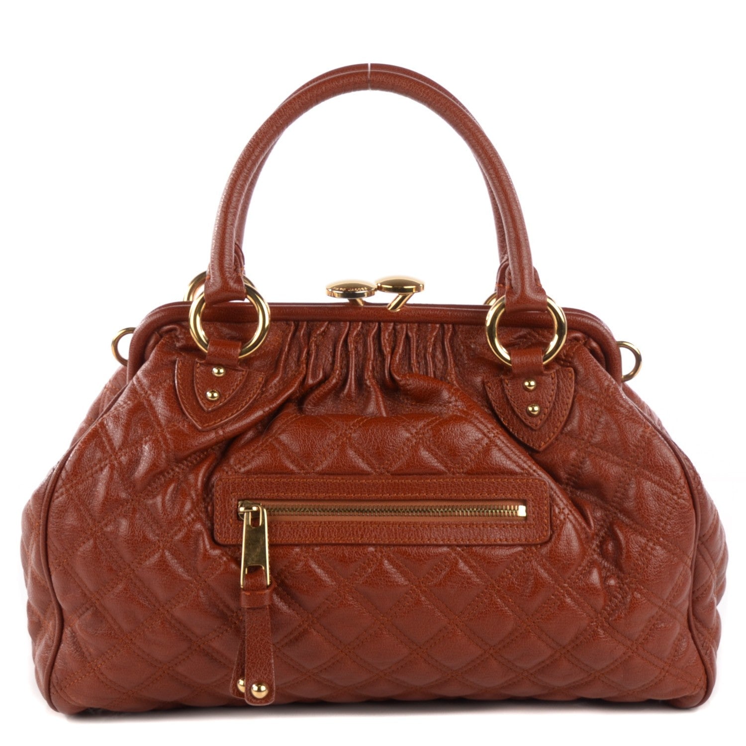 Marc Jacobs Lacquered Goatskin Quilted Stam Saddle Brown 1 of 8