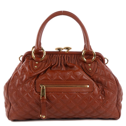 Marc Jacobs Lacquered Goatskin Quilted Stam Saddle Brown 1 of 8