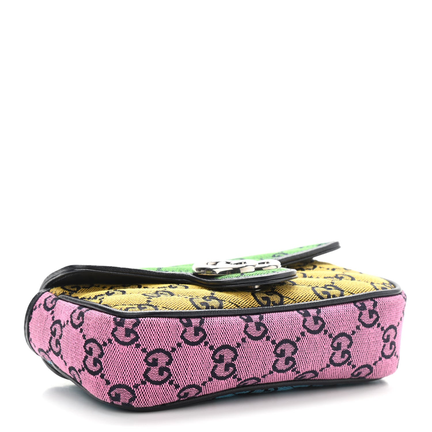 Gucci Monogram Multicolor Matelasse Diagonal Super Mini GG Marmont Shoulder Bag Green Blue Yellow Light Blue Pink 4 of 11