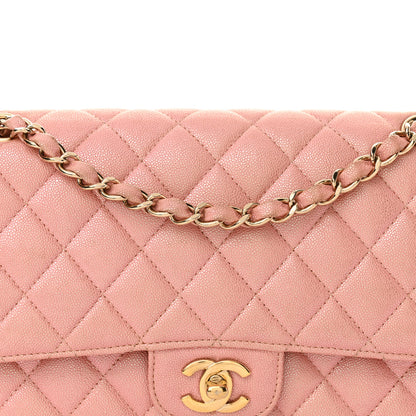 Chanel Iridescent Caviar Quilted Medium Double Flap Rose Pink 8 of 14