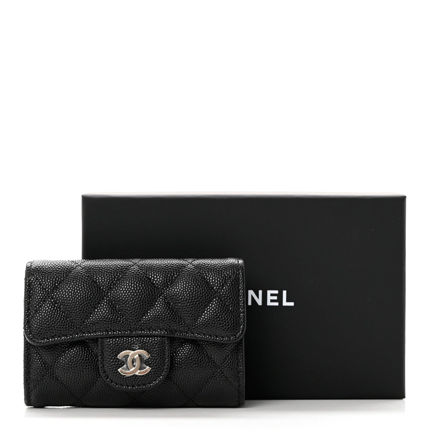 Caviar Quilted Classic 4 Key Holder Wallet Black