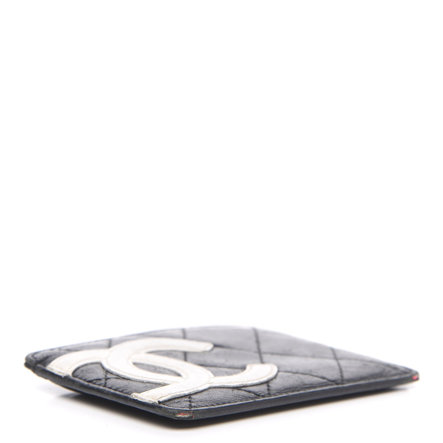 Chanel Calfskin Quilted Cambon Card Holder Black White 4 of 11