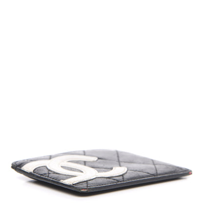 Chanel Calfskin Quilted Cambon Card Holder Black White 4 of 11