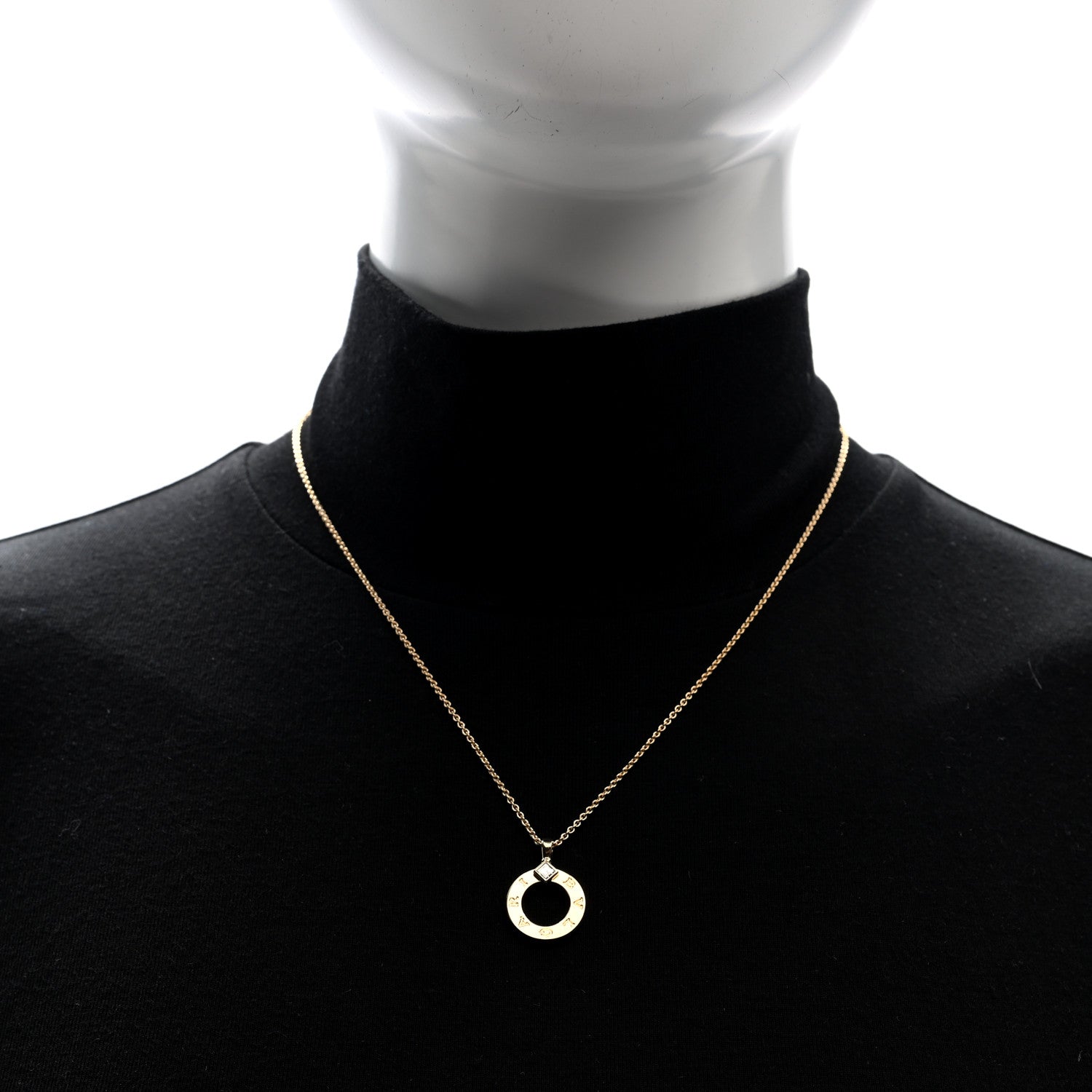 Bulgari 18K Yellow Gold Diamond BVLGARI Pendant Necklace 2 of 4