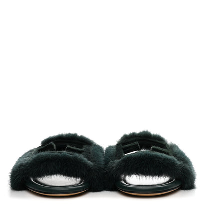 Fendi Mink FF Baguette Slide Sandals 38 Salvia 3 of 9