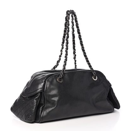 Chanel Glazed Caviar Quilted Mademoiselle Bowling Bag Black 2 of 13