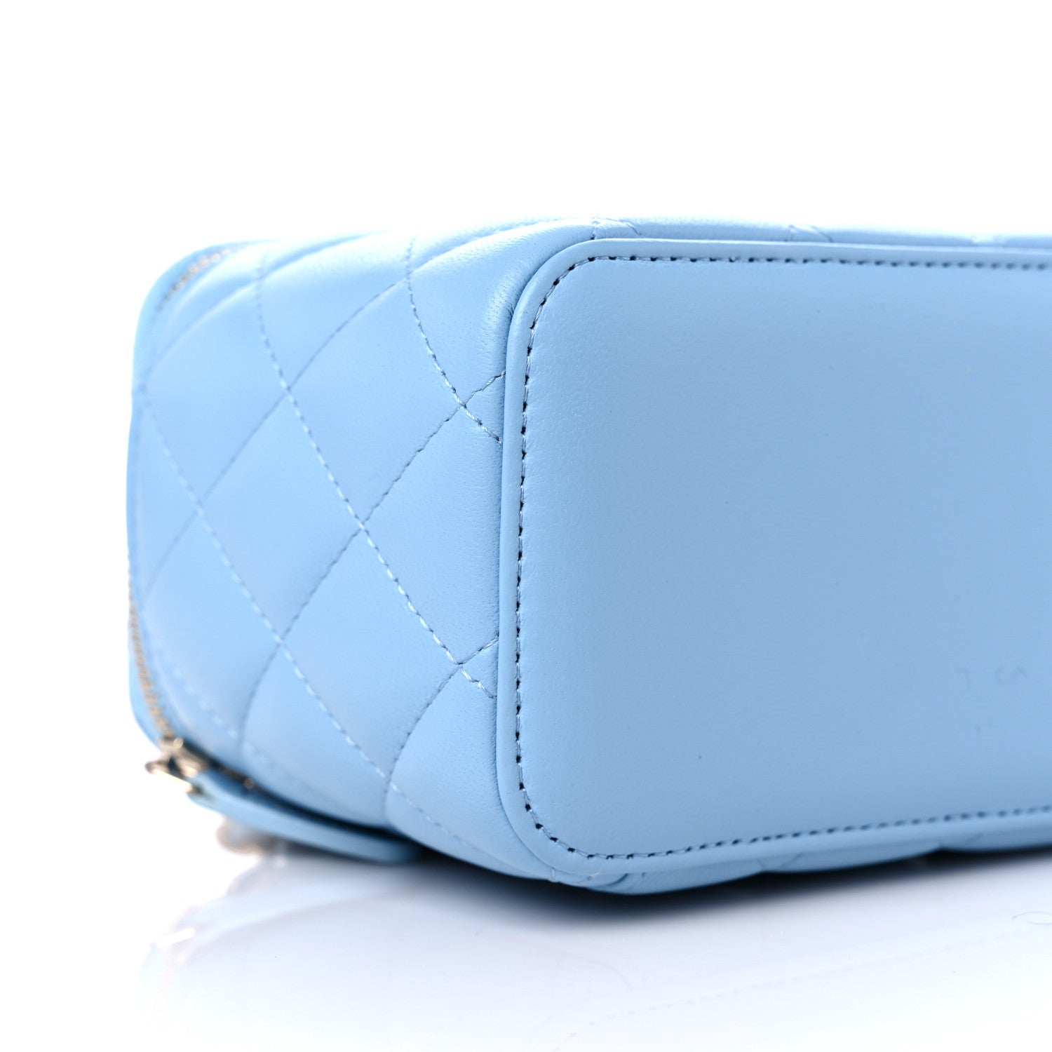 Chanel Lambskin Quilted Pearl Crush Small Vanity Case With Chain Light Blue 9 of 12