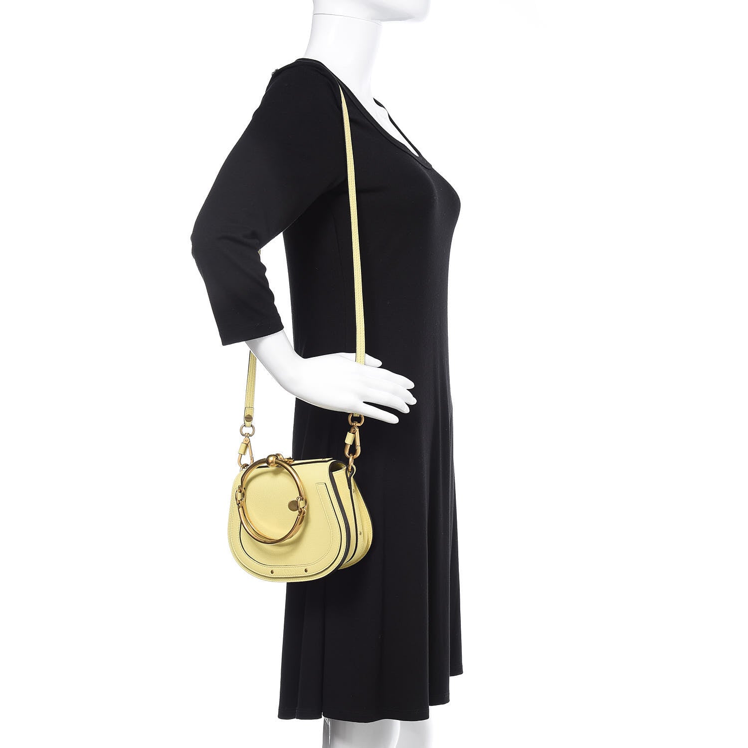 Chloe Calfskin Suede Small Nile Bracelet Bag Lemonade 2 of 14