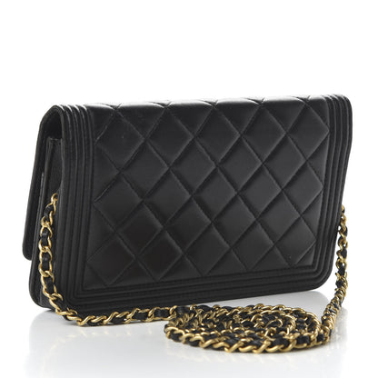 Chanel Lambskin Quilted Boy Wallet On Chain WOC Black 3 of 12