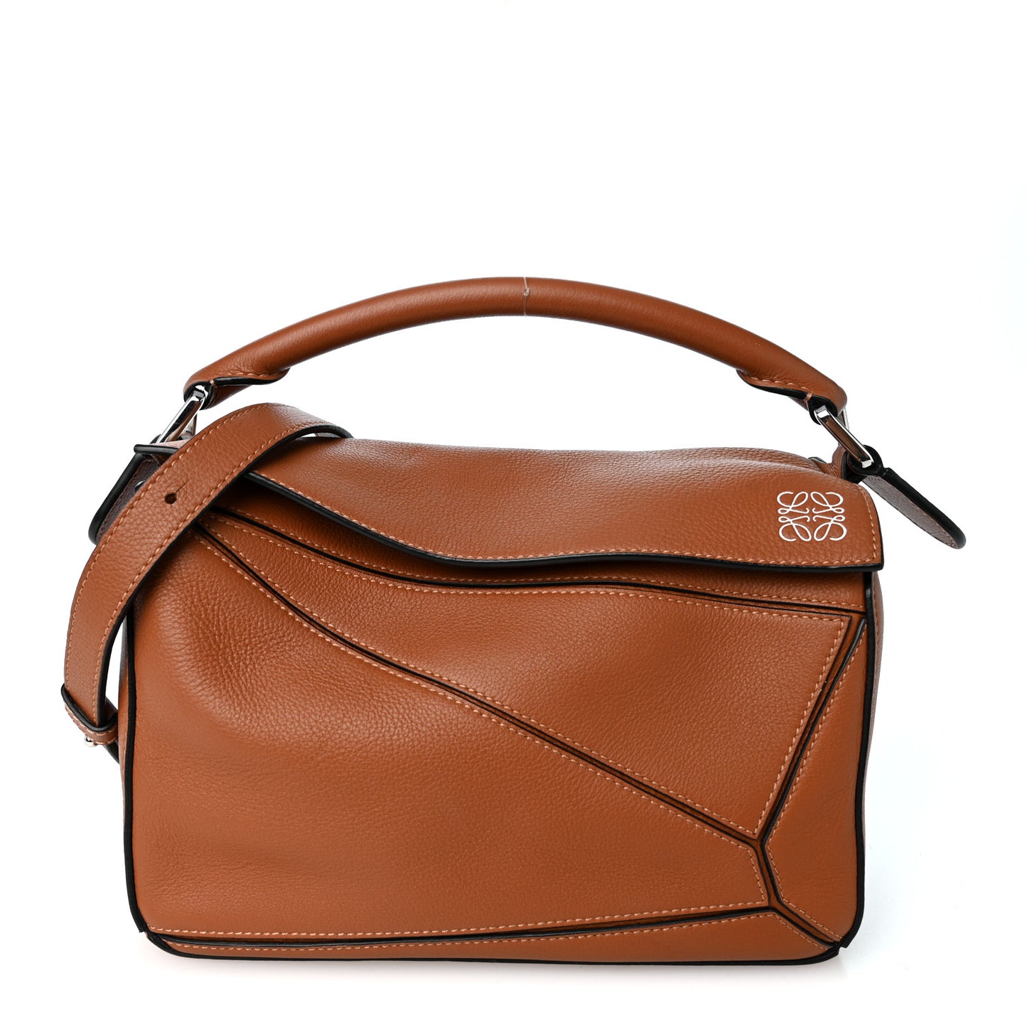 Grained Calfskin Small Puzzle Bag Tan