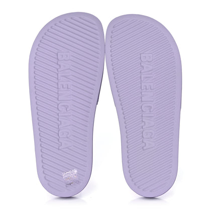 Balenciaga Rubber BB Womens Pool Slide Sandals 38 Lilac 6 of 9