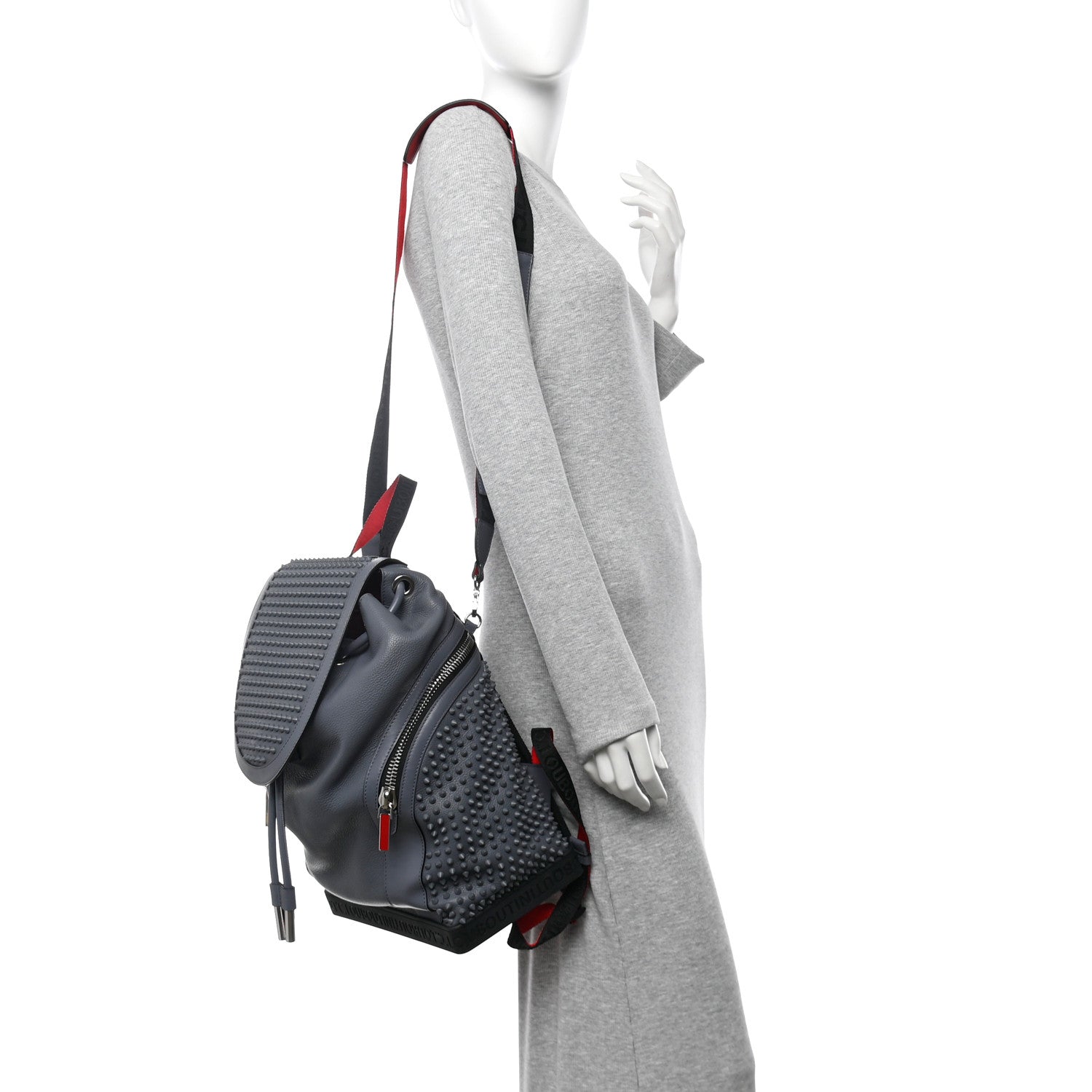 Christian Louboutin Calfskin Spiked Explorafunk Backpack Charbon 2 of 10