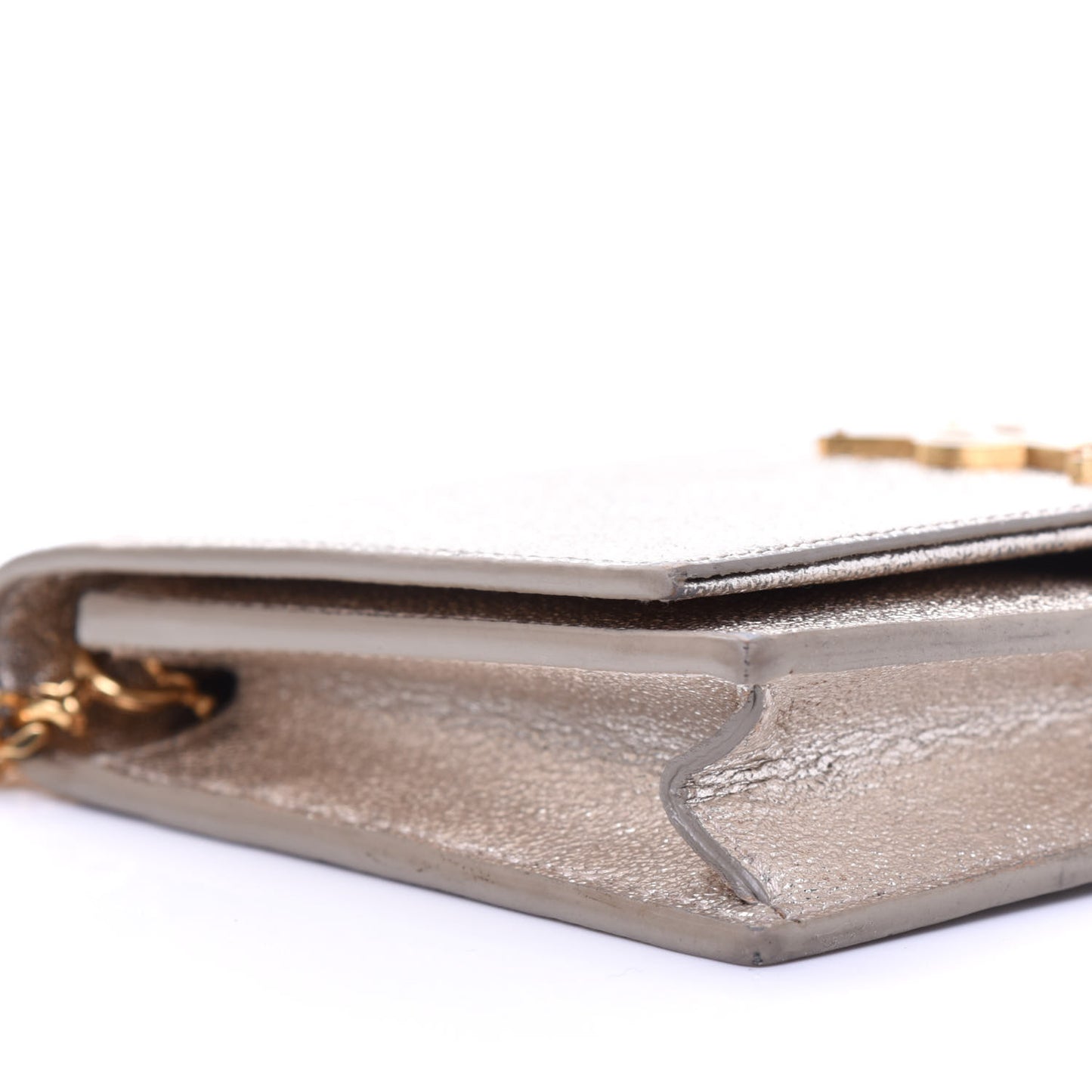 Metallic Calfskin Kate Monogram Tassel Chain Wallet Gold