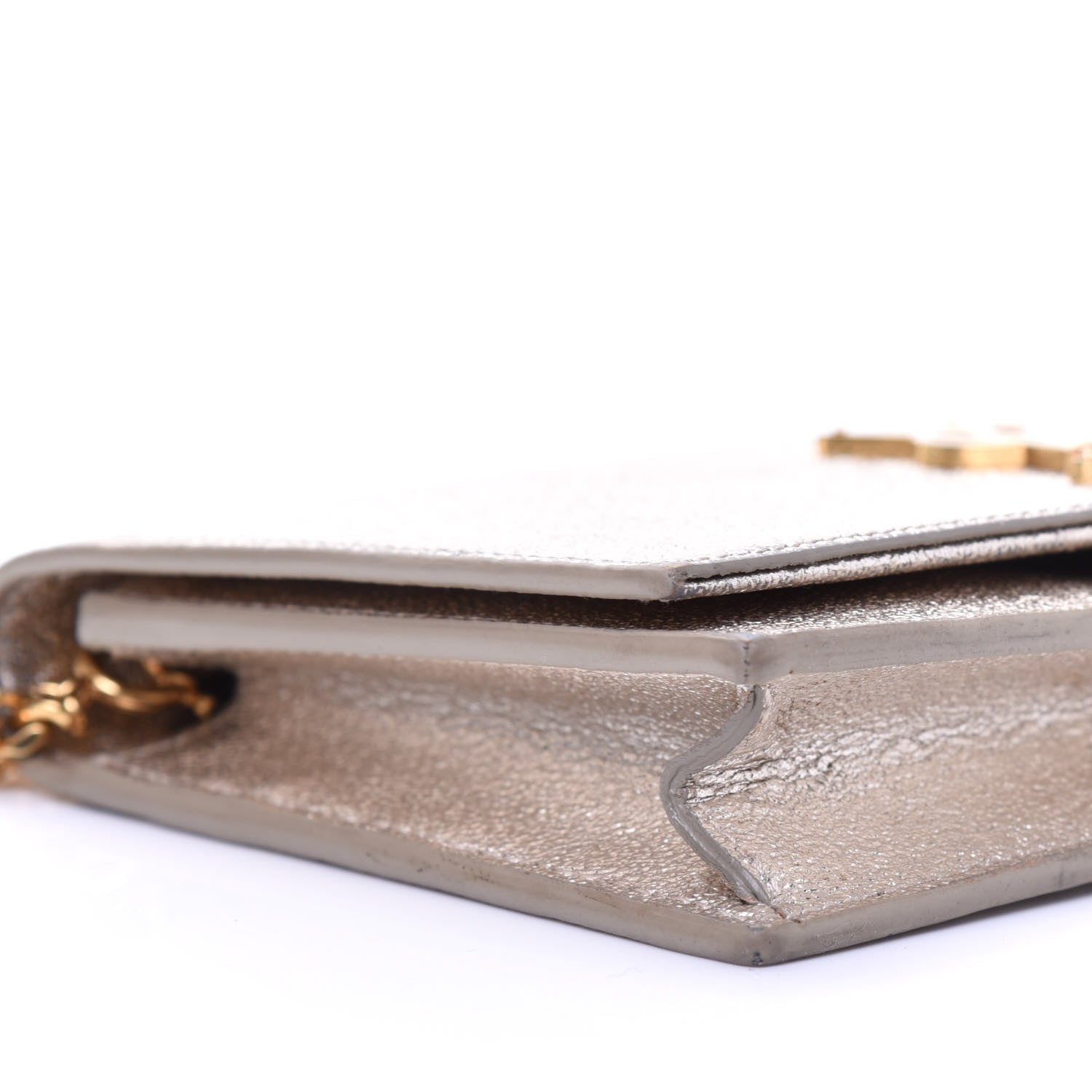 Saint Laurent Metallic Calfskin Kate Monogram Tassel Chain Wallet Gold 6 of 14