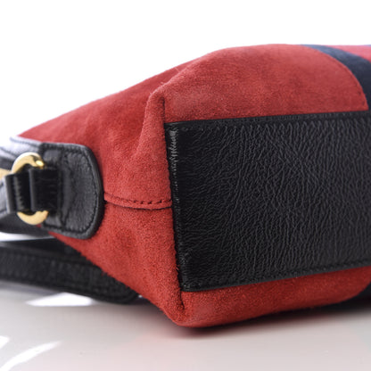 Gucci Suede Patent Web GG Small Ophidia Dome Shoulder Bag Hibiscus Red 5 of 8