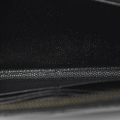 Saint Laurent Grain De Poudre Matelasse Chevron Monogram Zip Around Wallet Black 6 of 10