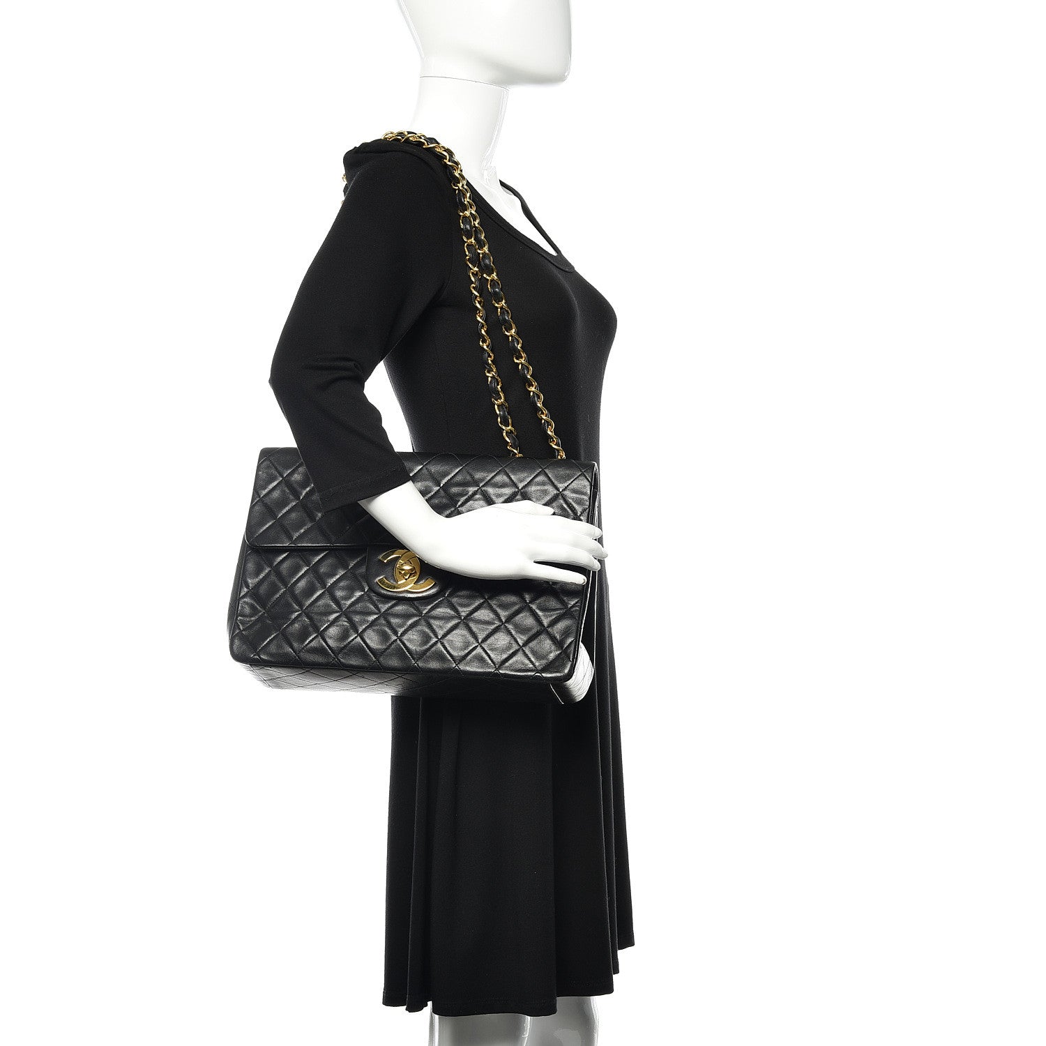 Chanel Lambskin Quilted XL Jumbo Single Flap Black 2 of 16