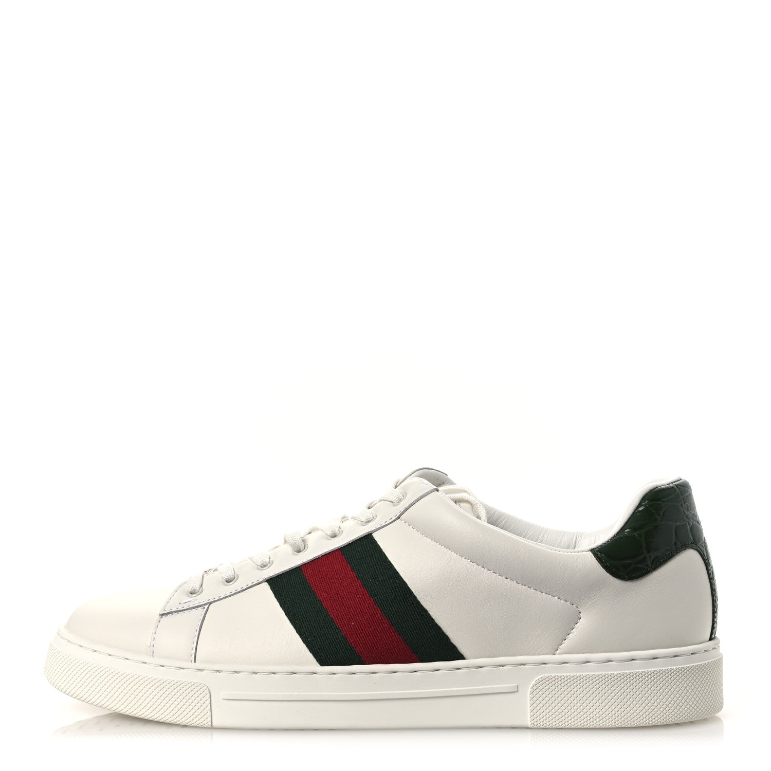 Gucci Ultralight Plume Calfskin Web Mens New Ace Sneakers 9 Green Ace 1 of 11