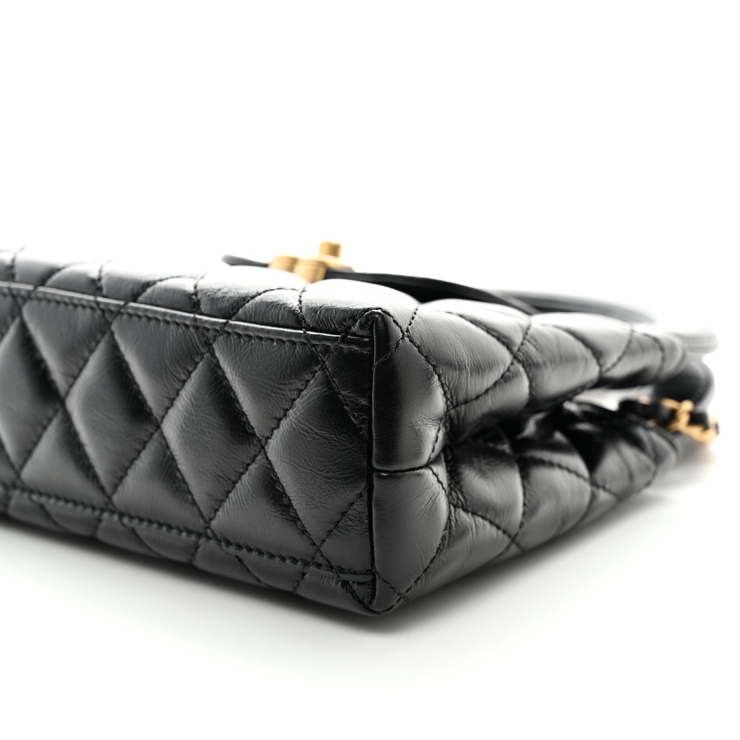 Chanel Shiny Aged Calfskin Quilted Nano Kelly Shopper Black 10 of 11