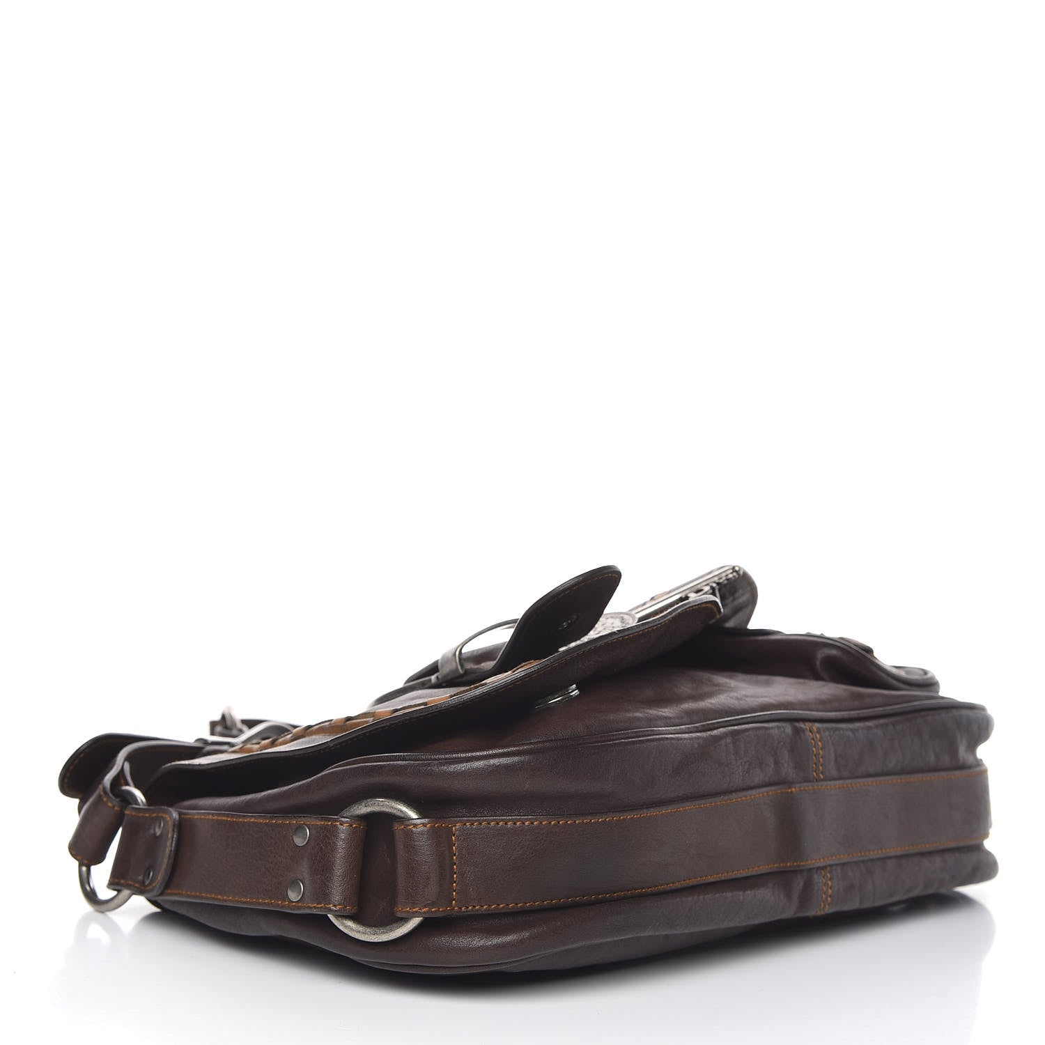 Christian Dior Calfskin Gaucho Double Saddle Bag Brown 4 of 11