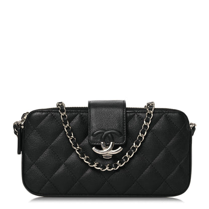 Chanel Goatskin Quilted CC Box Clutch With Chain Black 1 of 16
