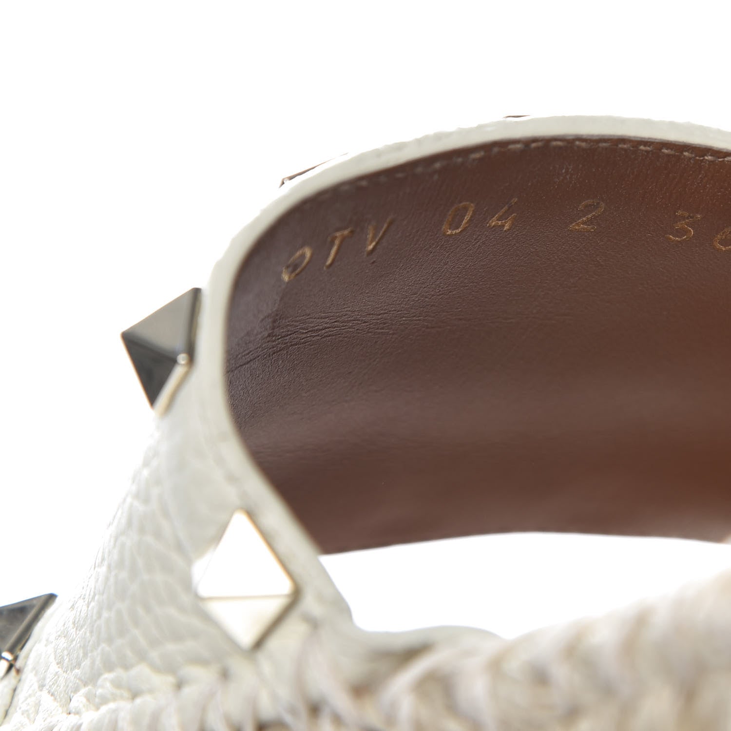 Valentino Garavani Grained Calfskin Rockstud Espadrille Flat Slide Sandals 36 Ivory 8 of 9
