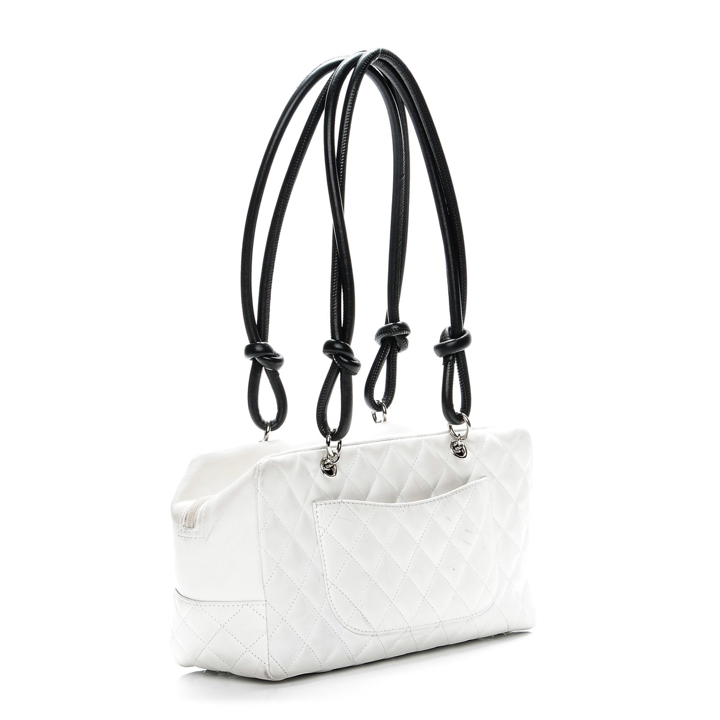 Calfskin Quilted Large Cambon Bowler White Black