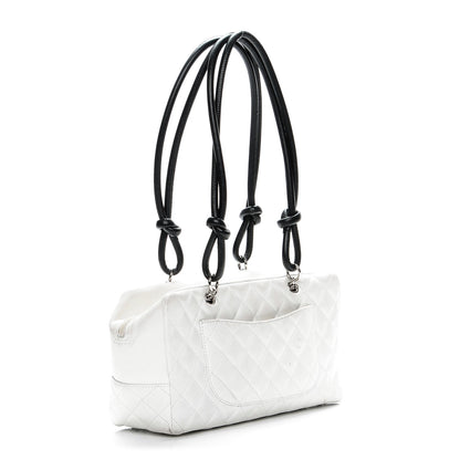 Chanel Calfskin Quilted Large Cambon Bowler White Black 3 of 13