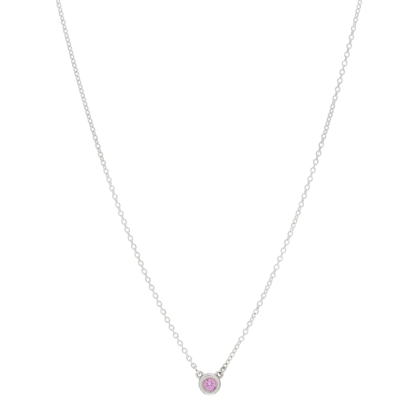 Sterling Silver Pink Sapphire .08ct Elsa Peretti Color By The Yard Necklace